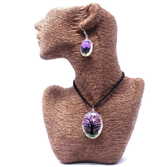 Pressed Flower Tree Of Life Jewellery Set