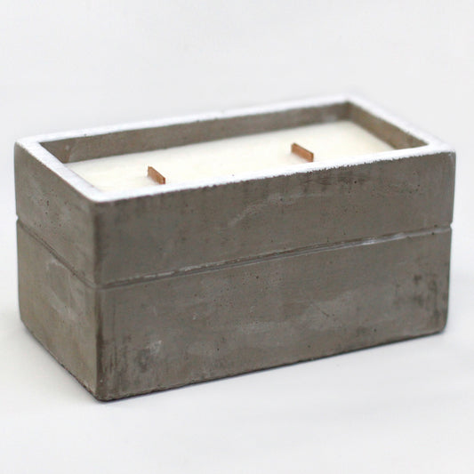Concrete Wooden Wick Candle - Spiced South Sea Lime