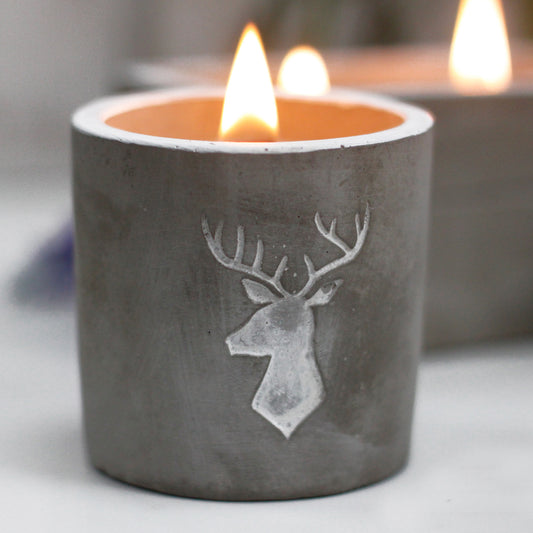Concrete Wooden Wick Candle - Whiskey & Wood Smoke
