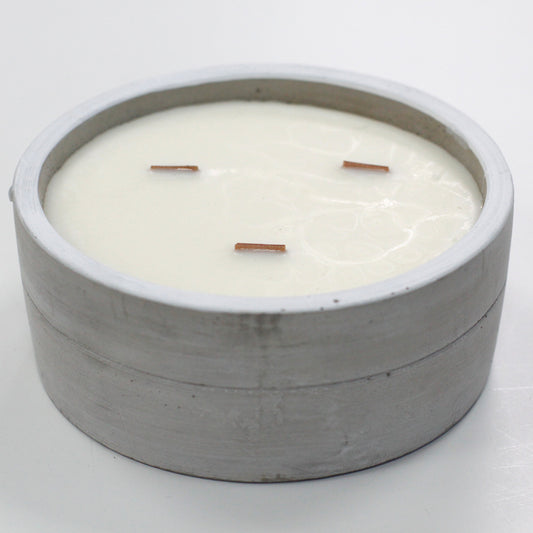 Concrete Wooden Wick Candle - Vanilla & Orange