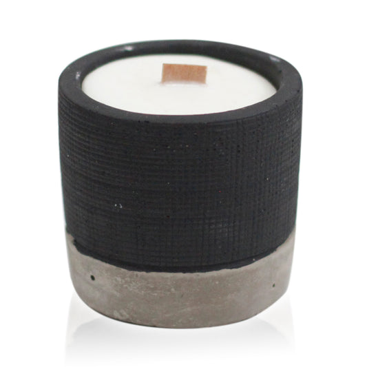 Black Concrete Wooden Wick Candle - Brandy Butter