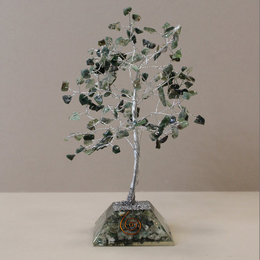 Moss Agate Gemstone Tree With Organite Base