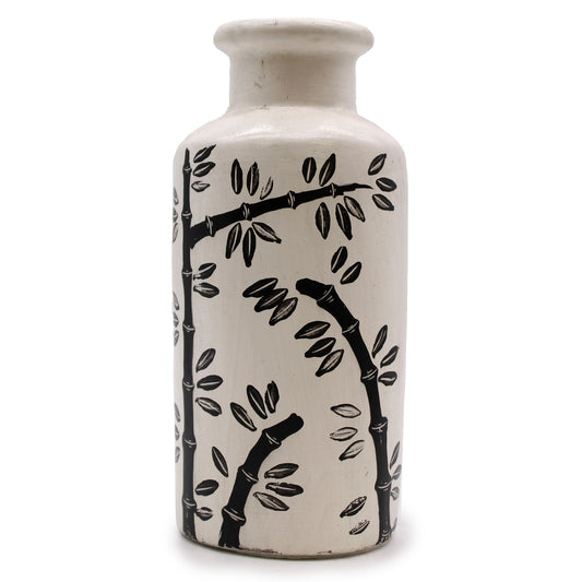 Bamboo Motif Cylinder Vase From Lombok
