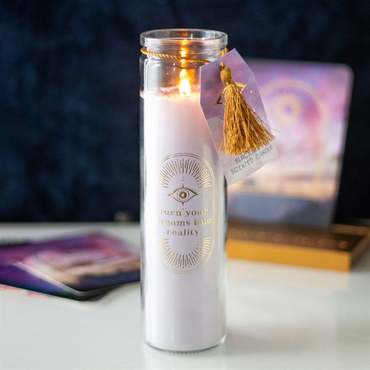 Blackberry Amethyst Crystal Candle Gift Housewarming Gift 50-Hour Scented Tube Candle for Manifestation & Meditation Self Care with Crystals