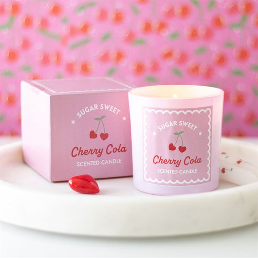 Sugar Sweet Cherry Cola Scented Candle Pink Jar with Gift Box Sweet Romantic Gift, Nostalgic Fragrance, 30-Hour Burn Time