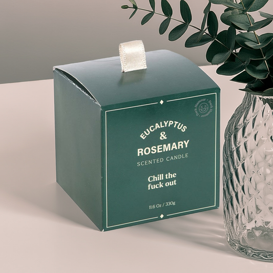 Sweary Candle Eucalyptus & Rosemary Scented Funny Self-Care Gift for Stressed Adults, Chill Out Aromatherapy Jar