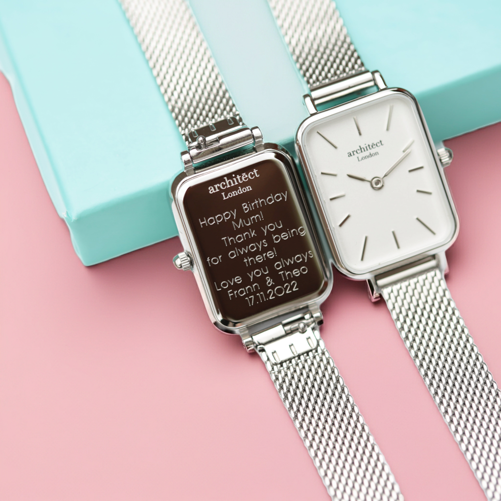 Personalised Ladies Lillie Handcrafted Watch By Architect London | Modern Font Engraving | A Personal Gift