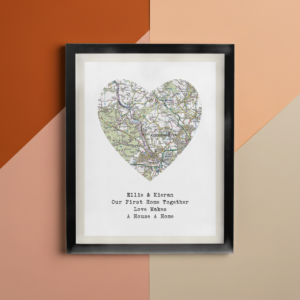 Personalised Present Day Map Framed Print | A Meaningful Gift for Any Occasion