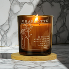 Personalised Birth Flower Candle in Amber Glass Jar | Handmade | A personal gift