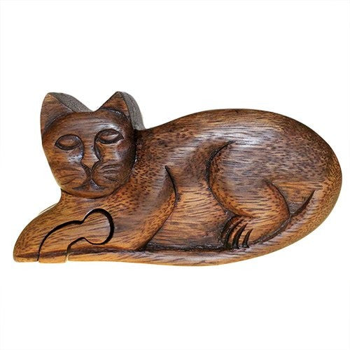 Bali Secret Trinket Storage Box - Cat