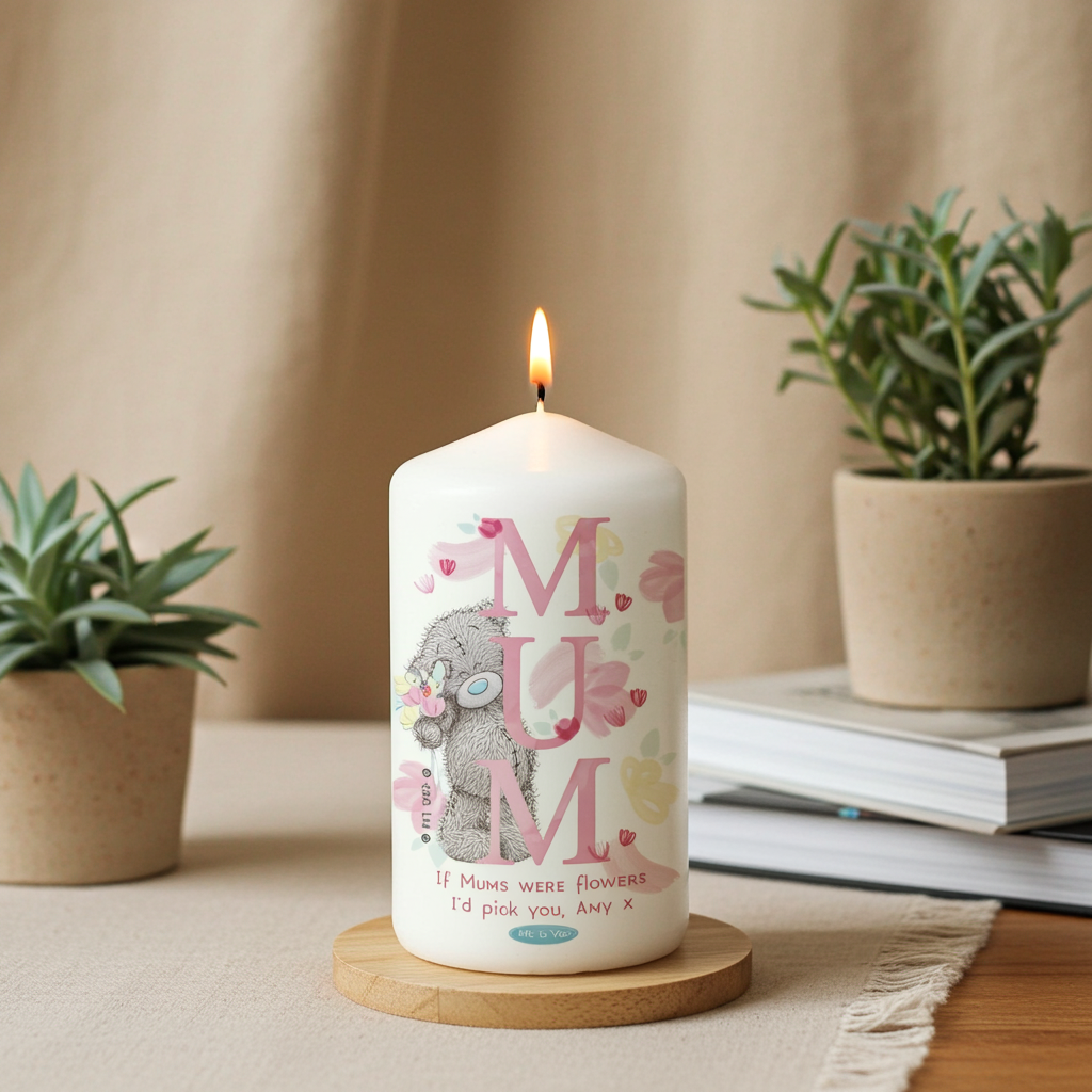 Me to You ‘MUM’ Personalised Pillar Candle | A Heartfelt Gift For Mum - Artfully Curated Creations and identify whats in the image