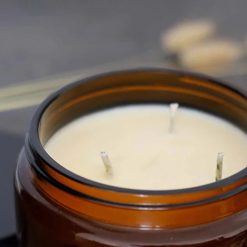 Art Candle Original Clay Artwork Scented Soy Wax in Amber Jar, Handmade Gift, Wedding Favor, Unique Home Décor Candle, Luxury Party Bag Gift