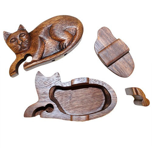 Bali Secret Trinket Storage Box - Cat