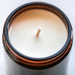 Artwork Soy Candle In Amber Glass Jar - Coastal Cottage
