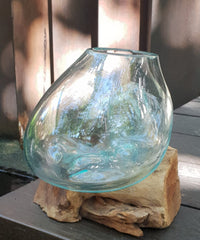 Molton Glass Medium Bowl On Wooden Stand