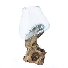 Molton Glass Medium Bowl On Wooden Stand