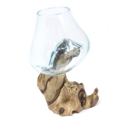 Molton Glass Medium Bowl On Wooden Stand