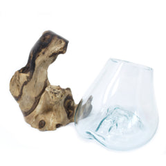 Molton Glass Medium Bowl On Wooden Stand