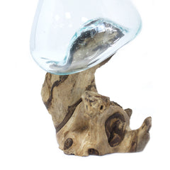 Molton Glass Medium Bowl On Wooden Stand