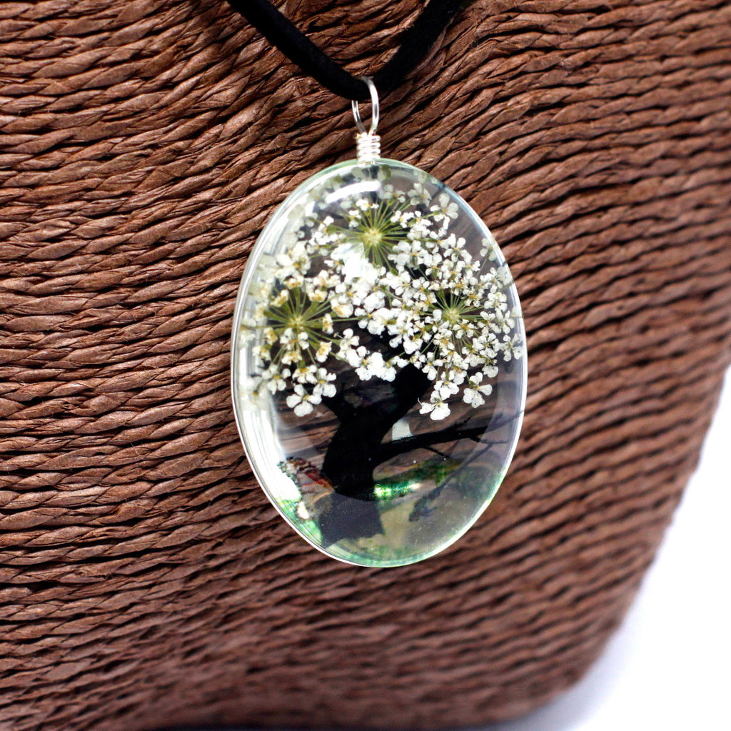 Pressed Flower Tree Of Life Jewellery Set
