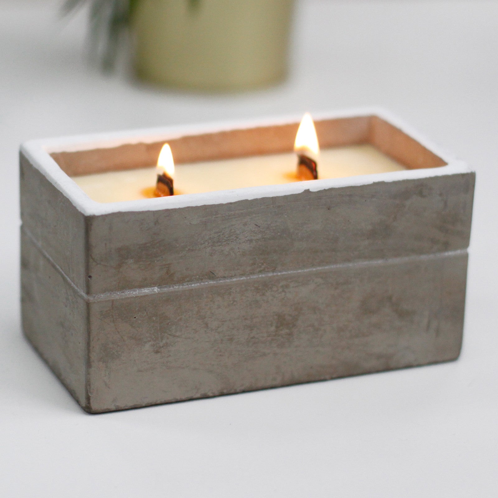 Concrete Wooden Wick Candle In Reusable Container | Multiple Styles & Scents Available