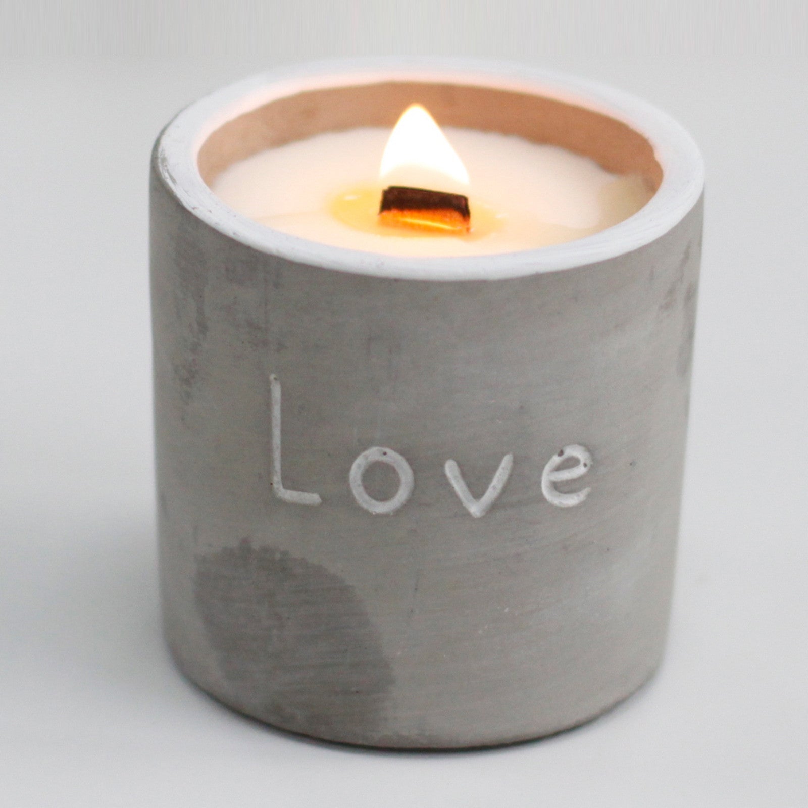 Concrete Wooden Wick Candle In Reusable Container | Multiple Styles & Scents Available