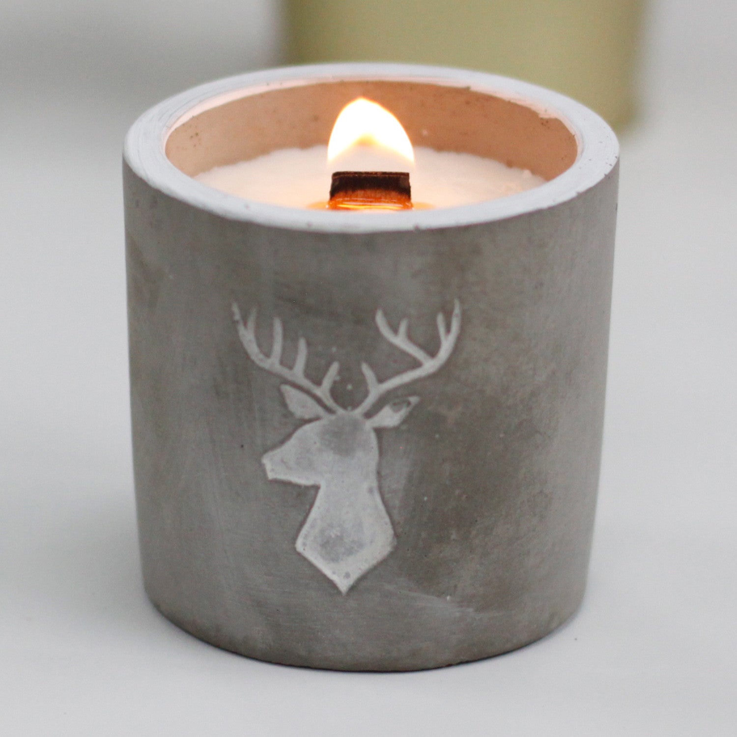 Concrete Wooden Wick Candle In Reusable Container | Multiple Styles & Scents Available