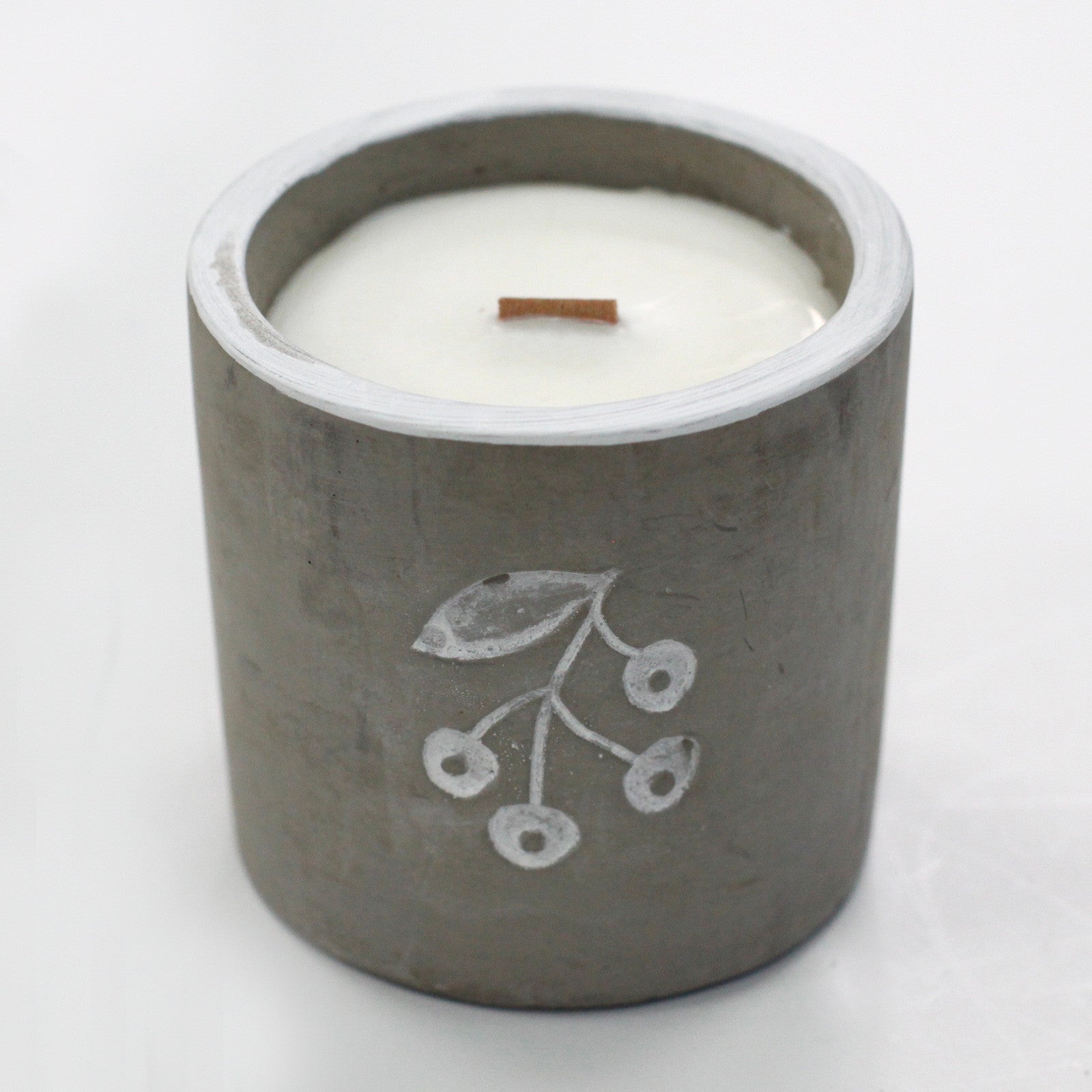 Concrete Wooden Wick Candle In Reusable Container | Multiple Styles & Scents Available
