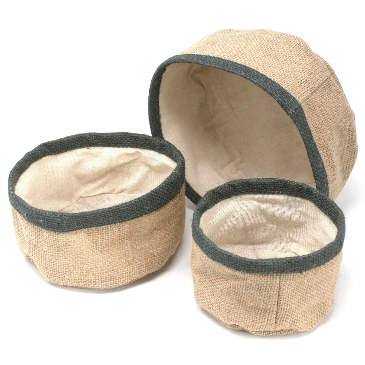 Set Of 3 Natural Jute Baskets - Artfully Curated Creations and identify whats in the image