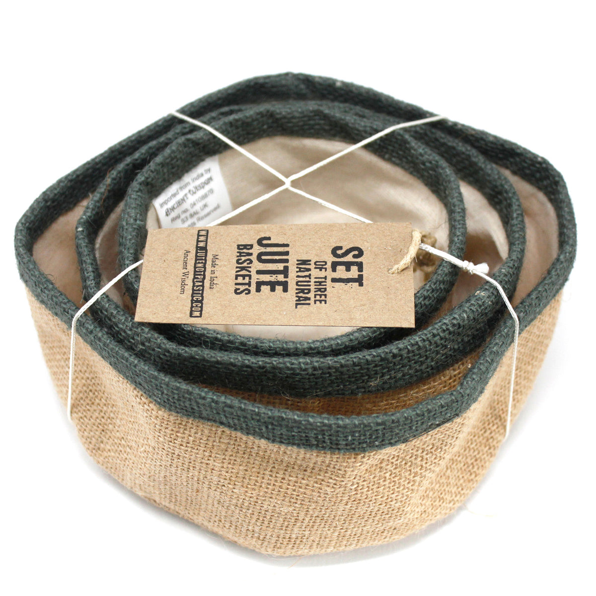 Set Of 3 Natural Jute Baskets - Artfully Curated Creations and identify whats in the image