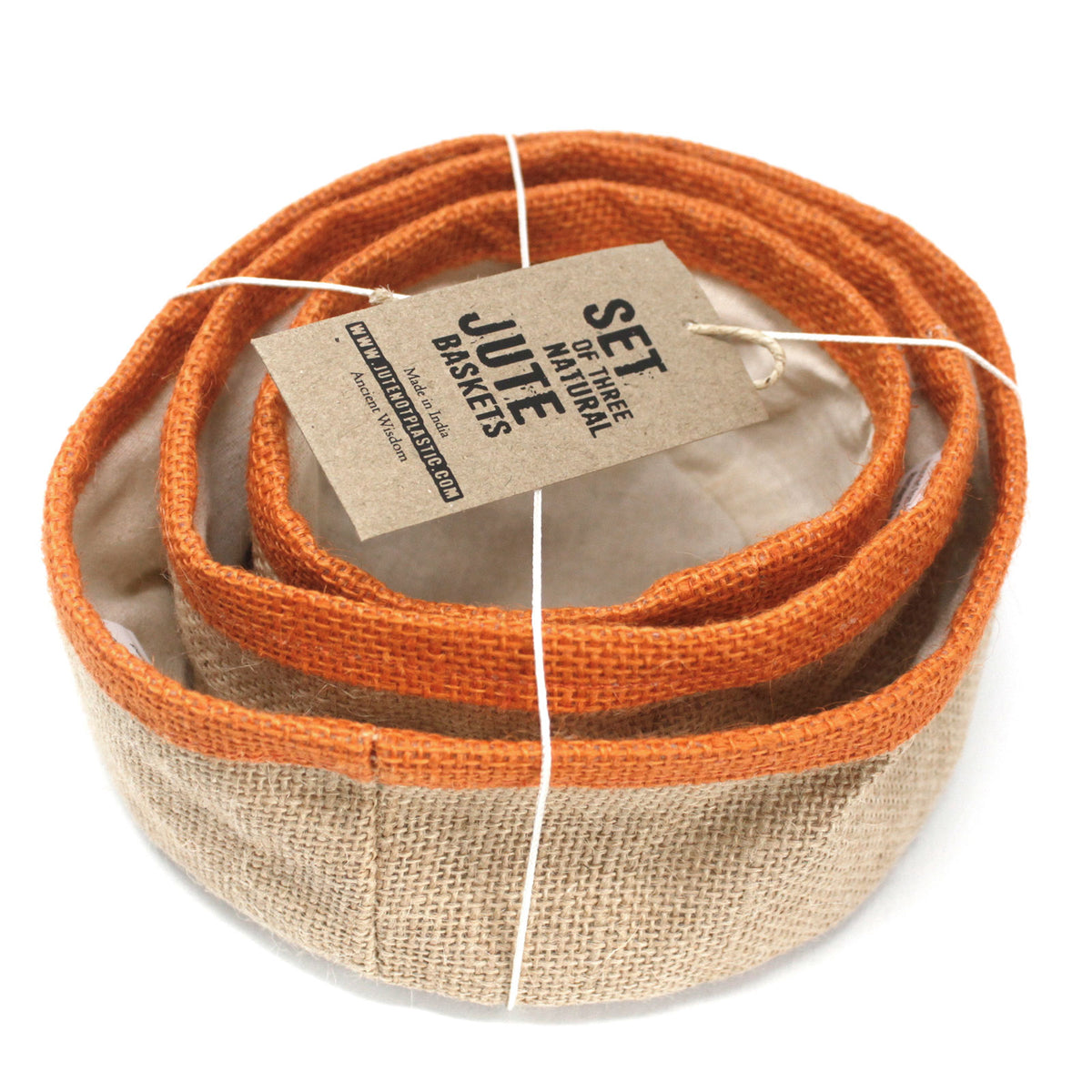 Set Of 3 Natural Jute Baskets - Artfully Curated Creations and identify whats in the image