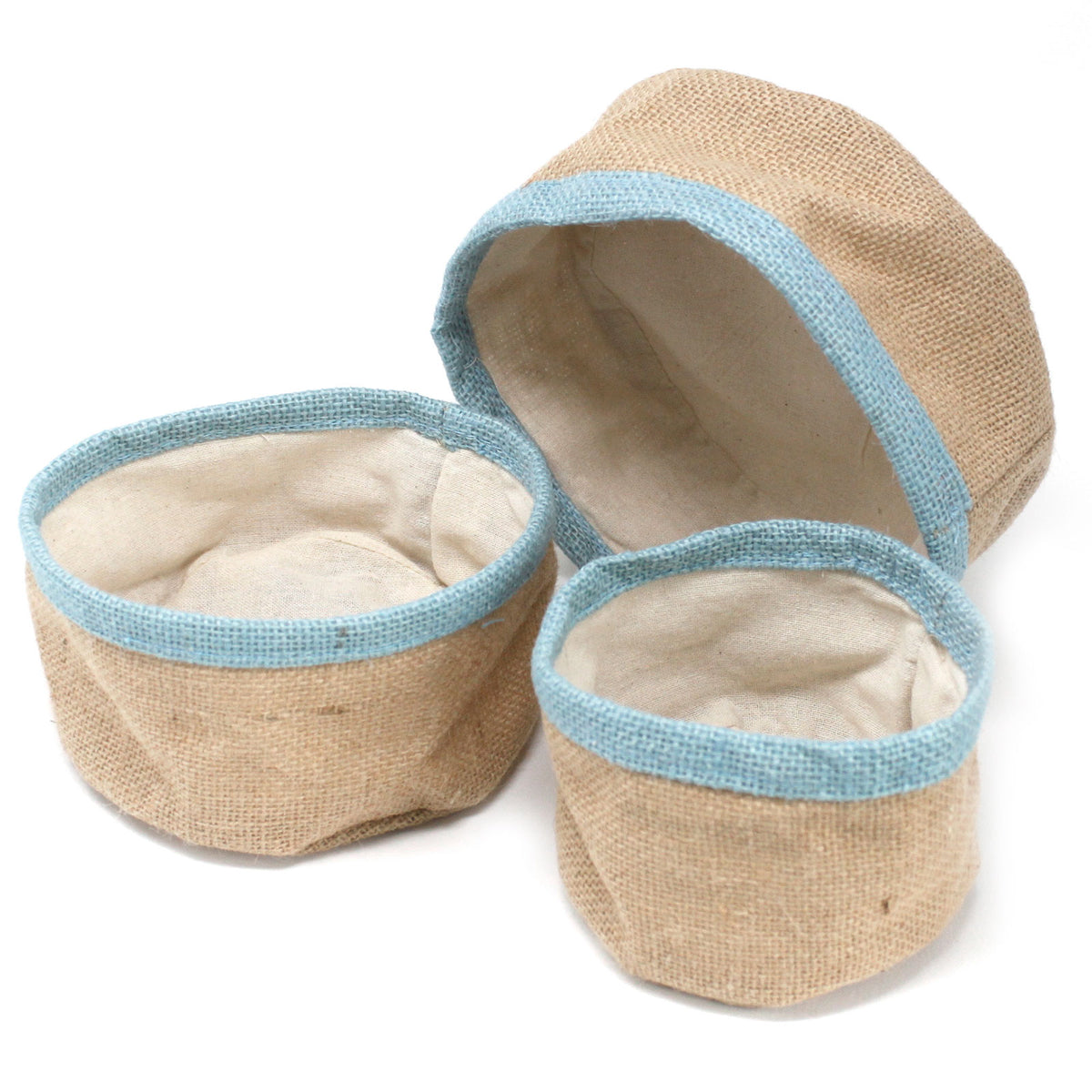 Set Of 3 Natural Jute Baskets - Artfully Curated Creations and identify whats in the image