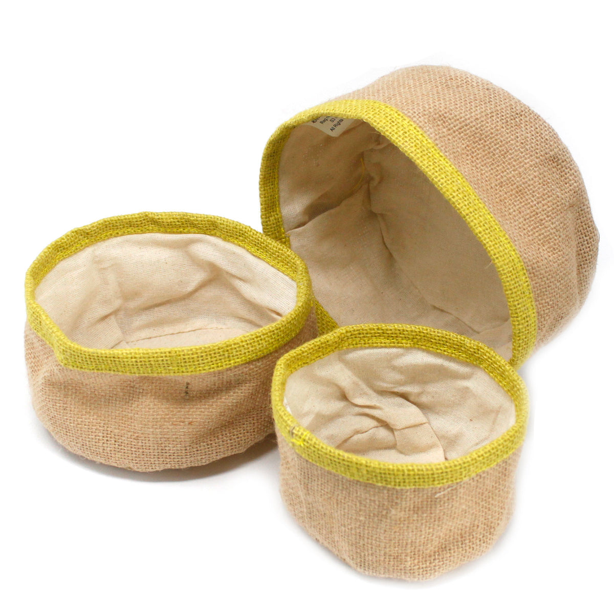 Set Of 3 Natural Jute Baskets - Artfully Curated Creations and identify whats in the image