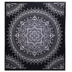 Black & White Double Bed Spread / Wall Art - Lotus Flower