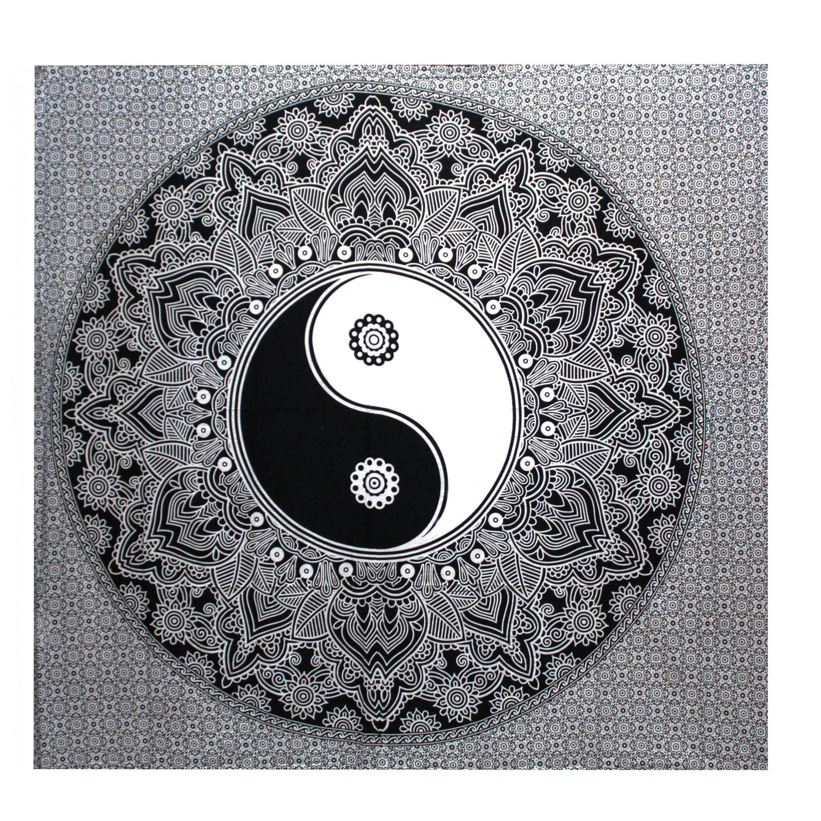 Black & White Double Bed Spread / Wall Art - Ying Yang