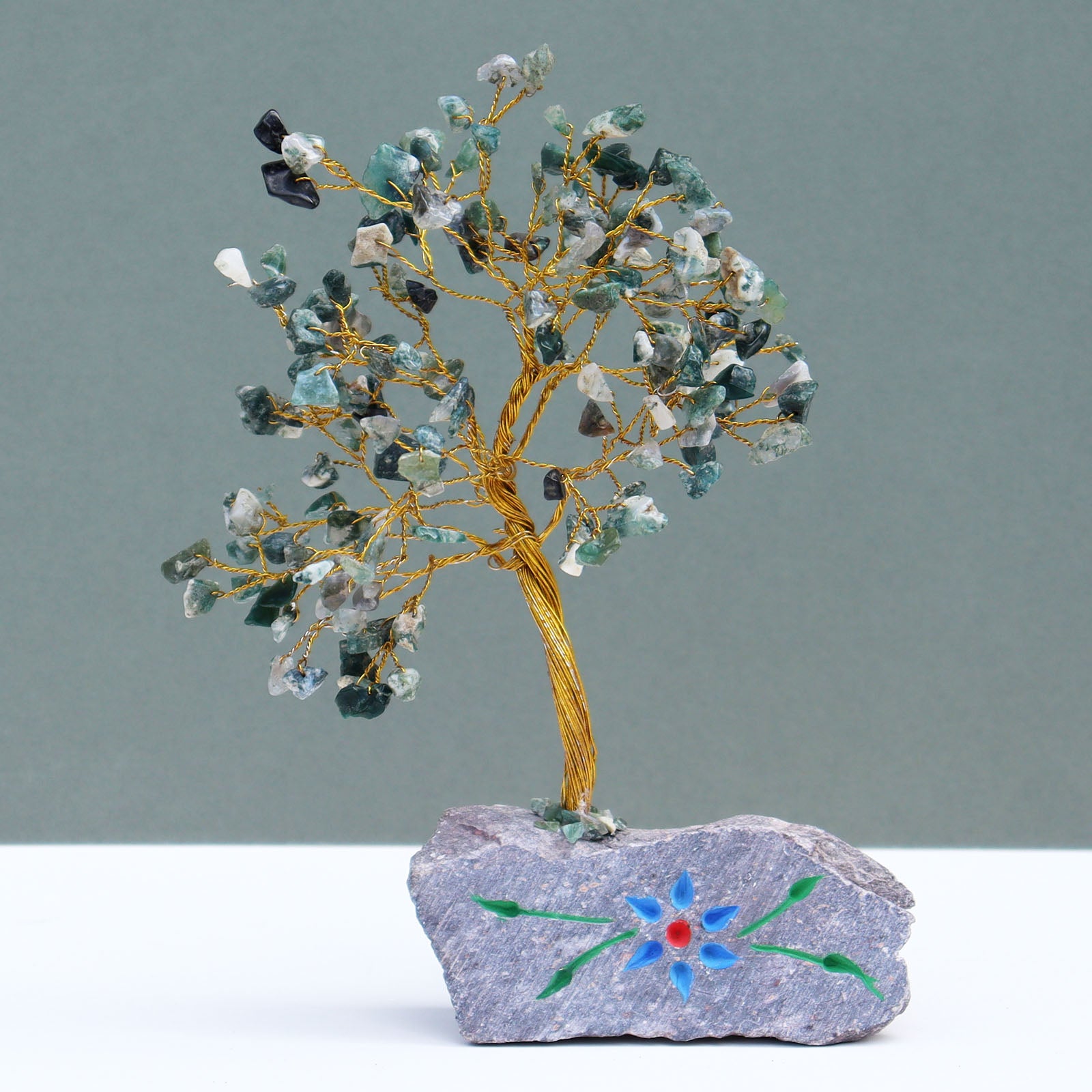 Moss Agate Indian Gemstone Tree