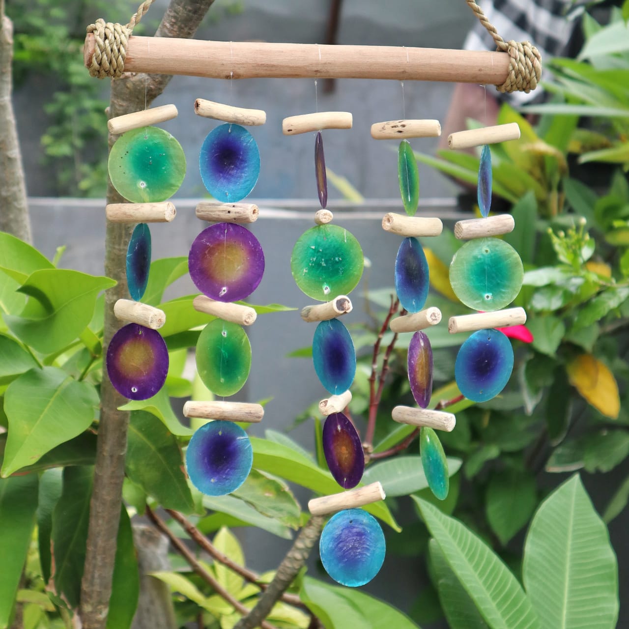 Green & Purple Driftwood Wind Chimes