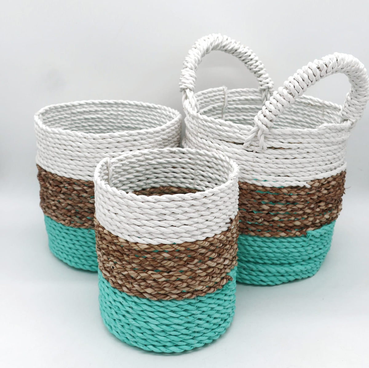 Seagrass Set Of 3 Baskets - Artfully Curated Creations and identify whats in the image