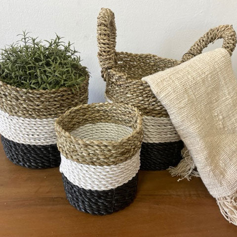 Seagrass Set Of 3 Baskets - Artfully Curated Creations and identify whats in the image