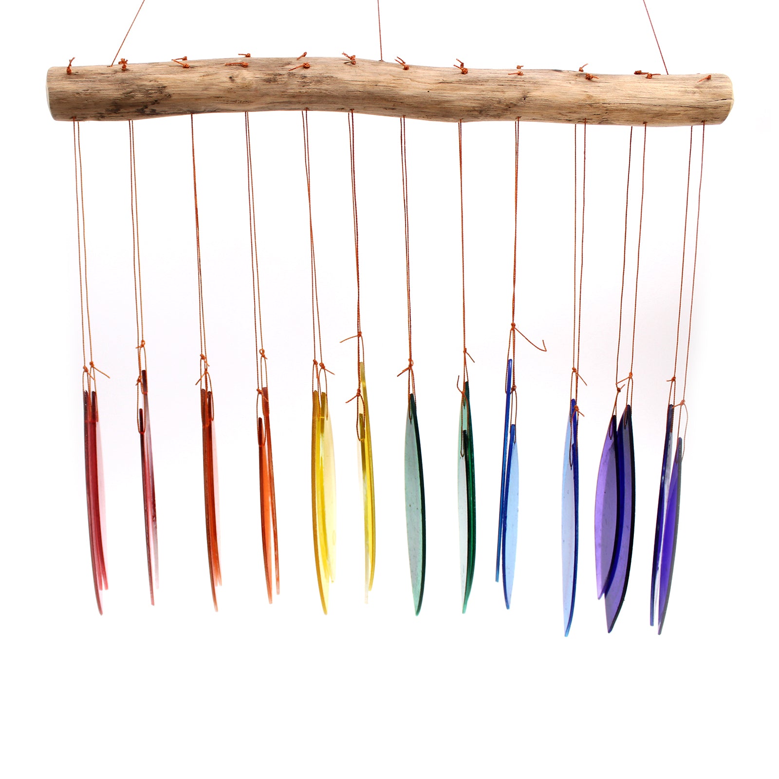 Recycled Glass Rainbow Wind Chimes - Multi Coloured