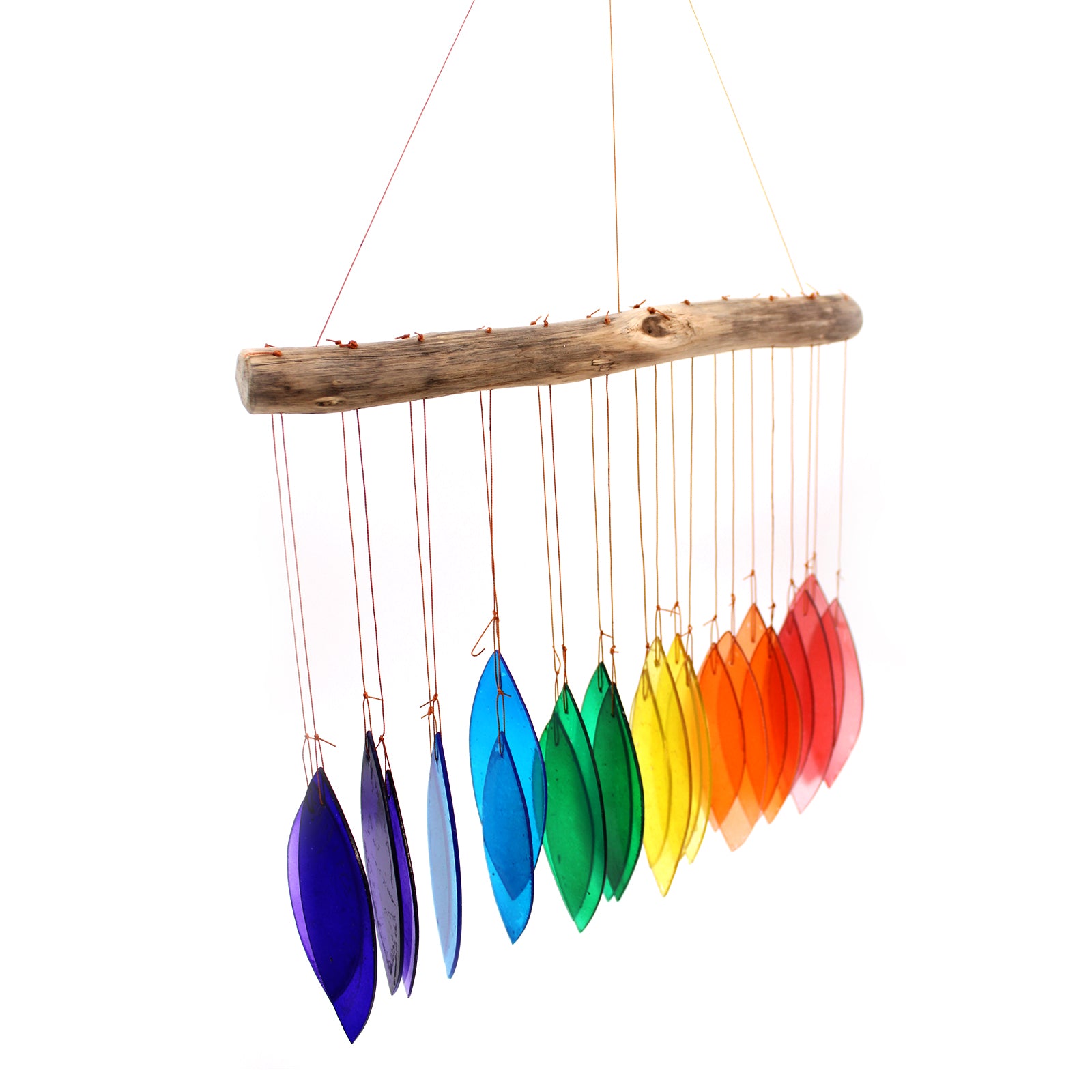 Recycled Glass Rainbow Wind Chimes - Multi Coloured