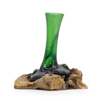 Molton Recycled Beer Bottle Glass Flower Vase On Wooden Stand
