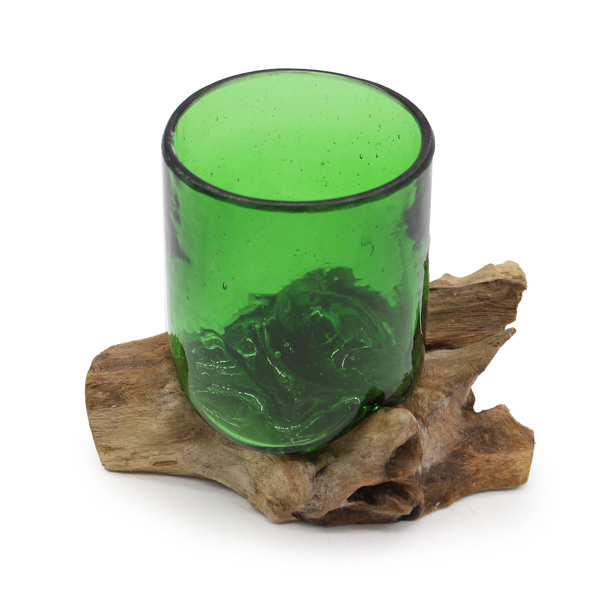 Molton Recycled Beer Bottle Glass On Wooden Stand