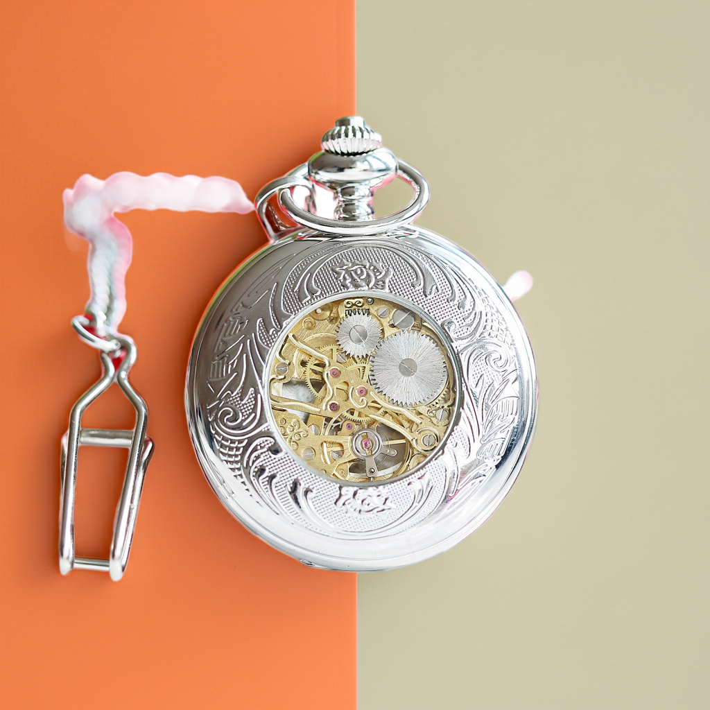 Personalised Handcrafted Roman Skeleton Pocket Watch | Modern Font Engraving | A Personal Gift