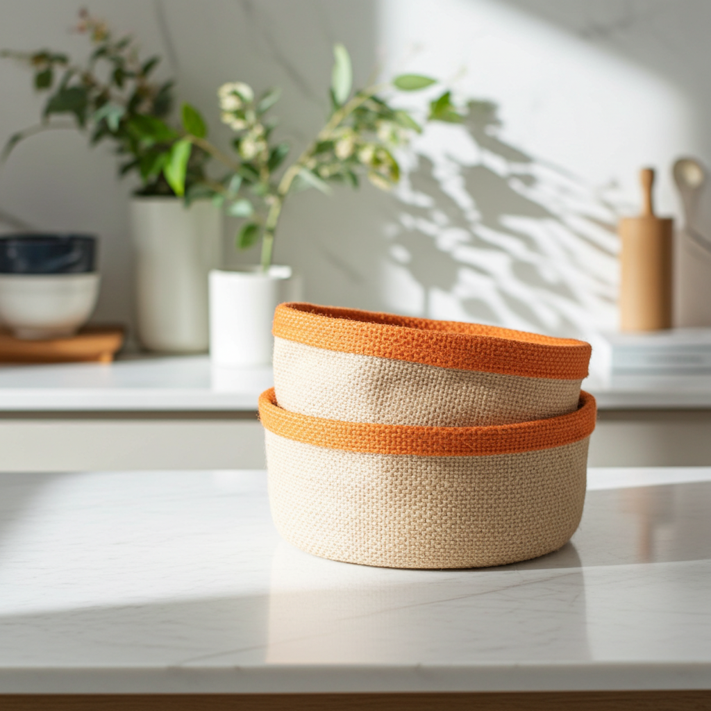 Set Of 3 Natural Jute Baskets - Artfully Curated Creations and identify whats in the image