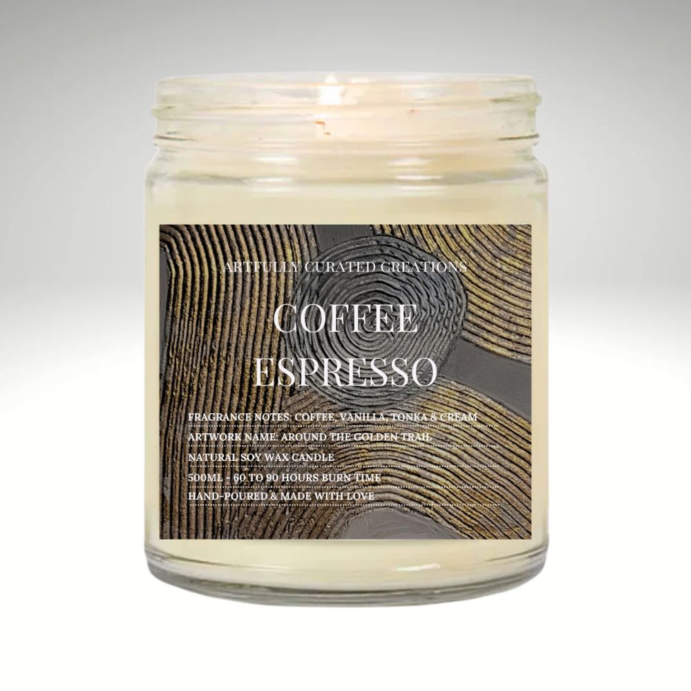 Art Soy Candle in Clear Glass Jar Handmade Scented Candle with Original Clay Artwork, Earthy Fragrance, wedding favour, Minimalist Home Décor - Artfully Curated Creations and identify whats in the image