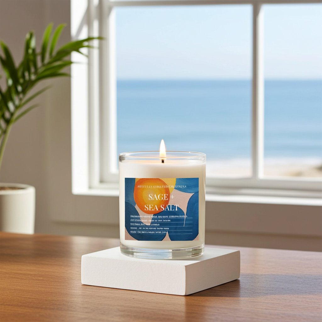 Art Candle Original Clay Artwork Scented Soy Wax in clear glass, Handmade Gift, Wedding Favour, Elegant Home Décor Candle, Luxury Party Bag