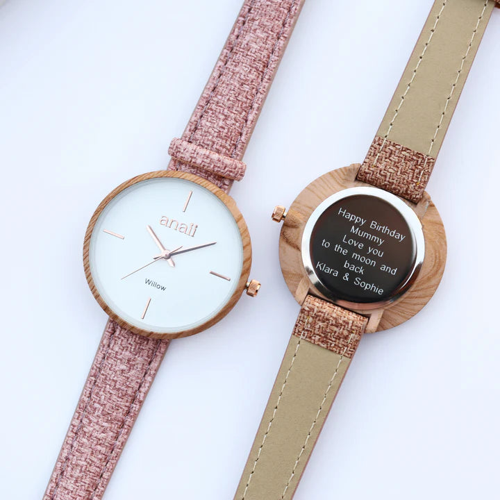 Personalised Ladies Handcrafted Watch By Anaii | Modern Font Engraving | A Personal Gift