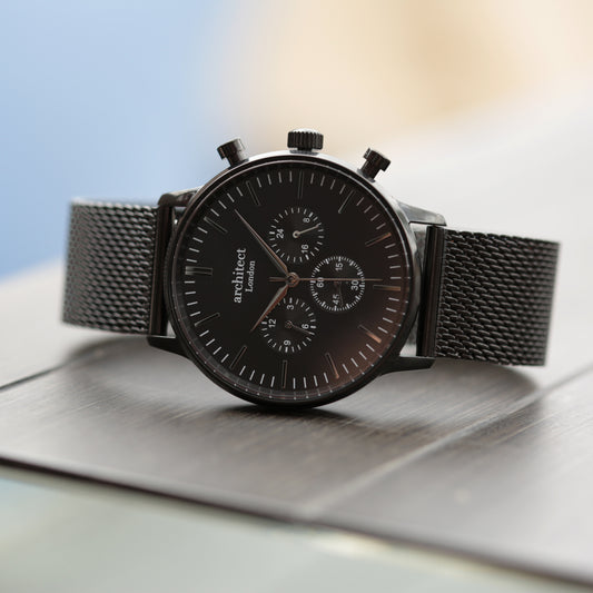 Personalised Men's Motivator Luxury Handcrafted Watch By Architect London | Modern Font Engraving | A Personal Gift