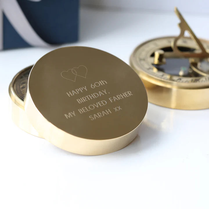 Personalised Handcrafted Nautical Sundial Compass | Modern Font Engraving | A Personal Gift